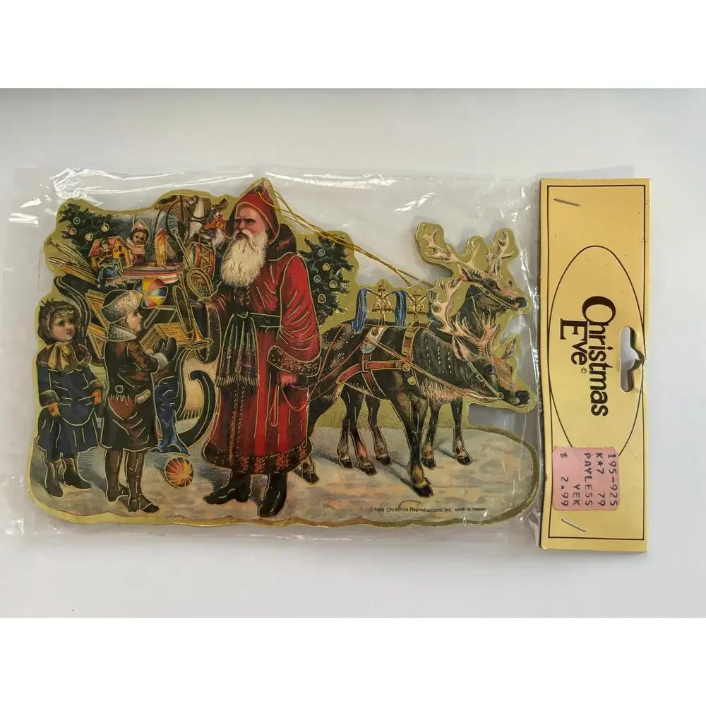 Vintage Christmas Reproductions Victorian Ornament Die Cut Chipboard 1986 2 Set